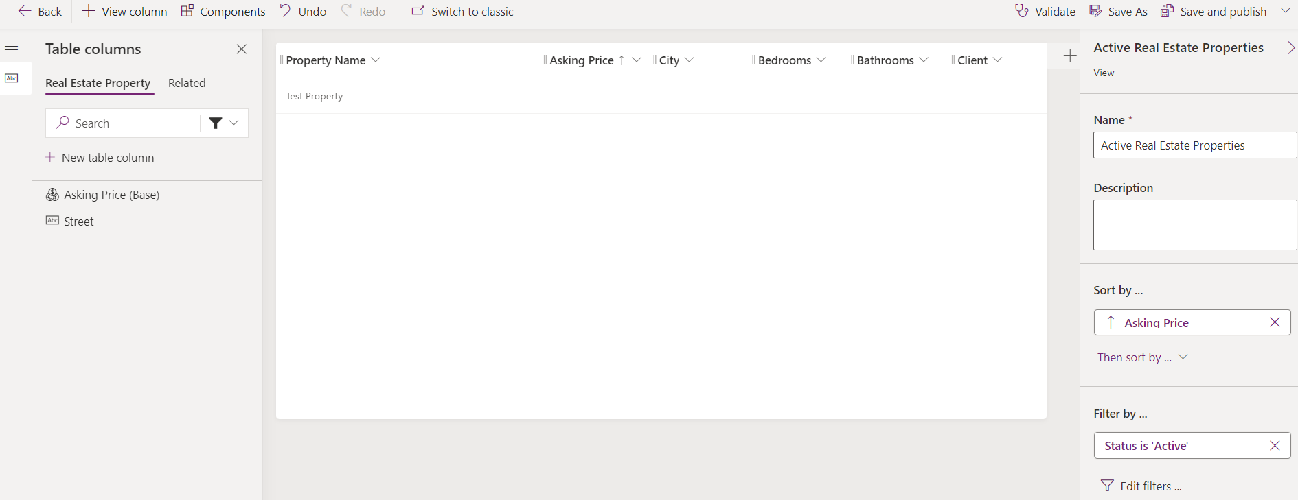 Real Estate Property active view.