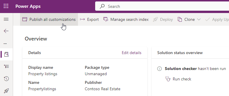 Solution overview page.