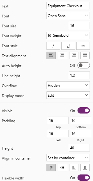 Screenshot of text label properties.