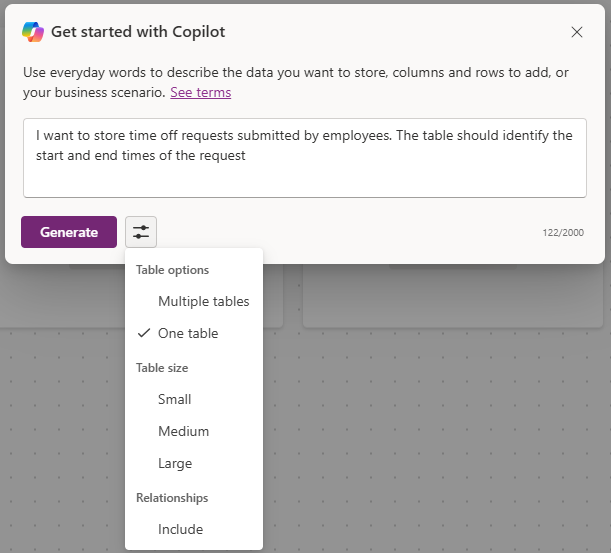 Screenshot of getting started with Copilot screen