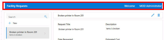 Screenshot of your completed header