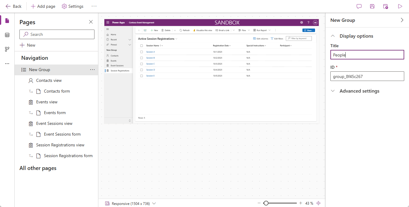 Screenshot showing changing a group name. 