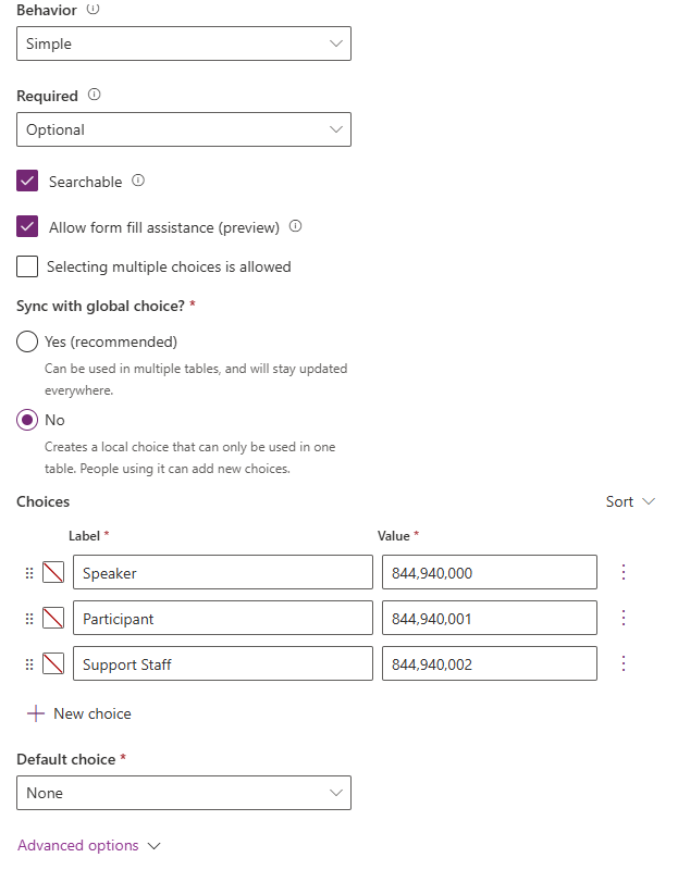 A screenshot of the Contact Type column.