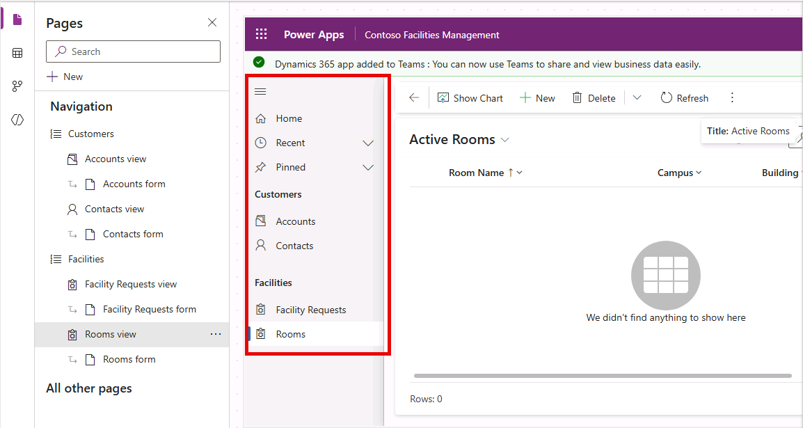 Screenshot of updated navigation