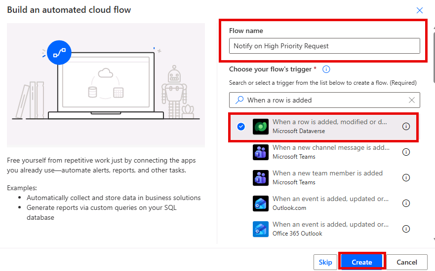 Screenshot showing trigger configuration
