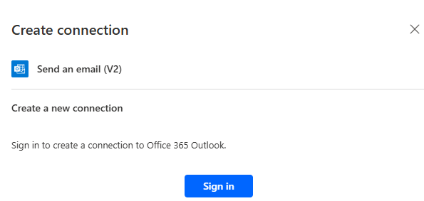 A screenshot of the Create a Connection Screen