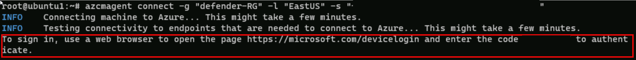 Linux azcmagent device login