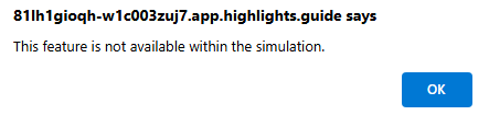 Pop-up error message