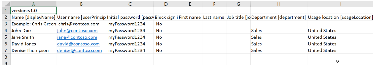 Massenimport mithilfe des CSV-Dateieintrags