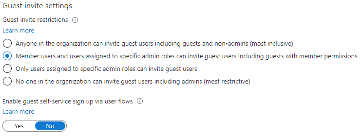 Screen image displaying guest invite settings with Guests can invite set to No and highlighted