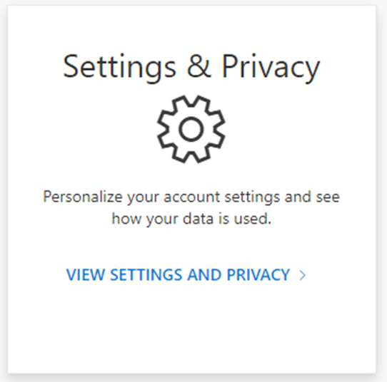 Screen image of a popup which says "View settings and privacy"