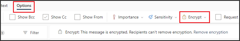 Screenshot of Encryption settings