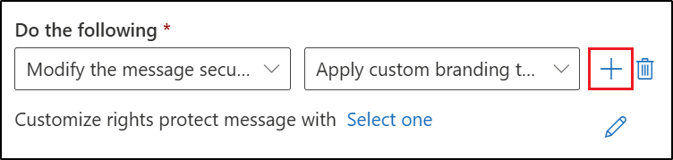 Screenshot showing where the plus (+) is to add another mail flow action.