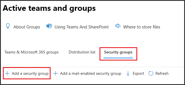 Screenshot of the Add a group button.