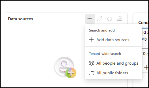 Screenshot showing add data sources in Content Search.