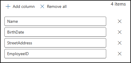 Screenshot showing the EDM columns in the EDM configuration walkthrough.