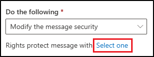 Screenshot showing where to select Select one in the Exchange Admin Center.