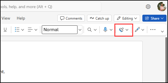Screenshot showing the sensitivity label button in Word.