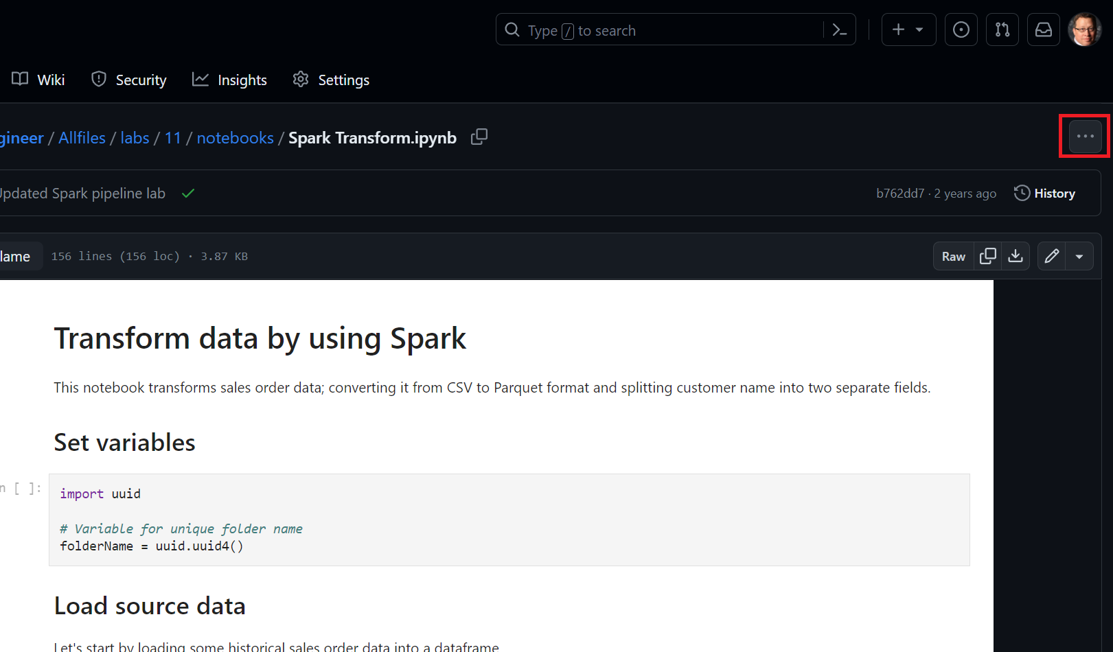 Download Spark notebook from GitHub