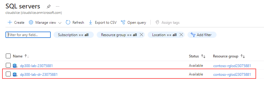 [SQL サーバー] ページを示すスクリーンショット。