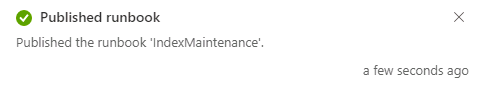 Runbook 만들기에 성공한 메시지의 스크린샷.