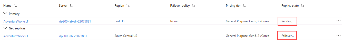 강제 장애 조치(failover) 경고 메시지를 보여 주는 스크린샷