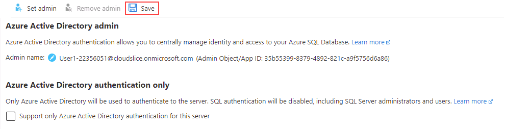 Screenshot of the Active Directory admin page