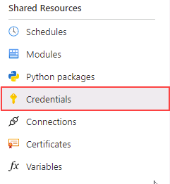 Screenshot of selecting Credentials option.