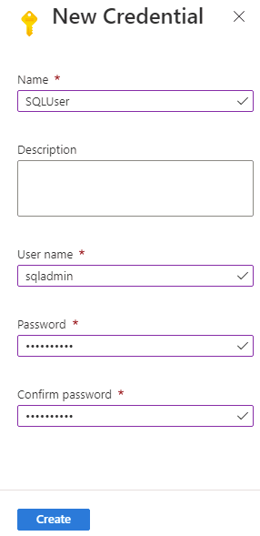 Screenshot of adding account credentials.