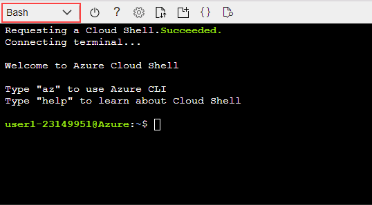 Screenshot of the Cloud Shell prompt on Azure portal.