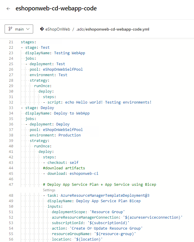 Screenshot der Pipeline mit der neuen Bereitstellung.