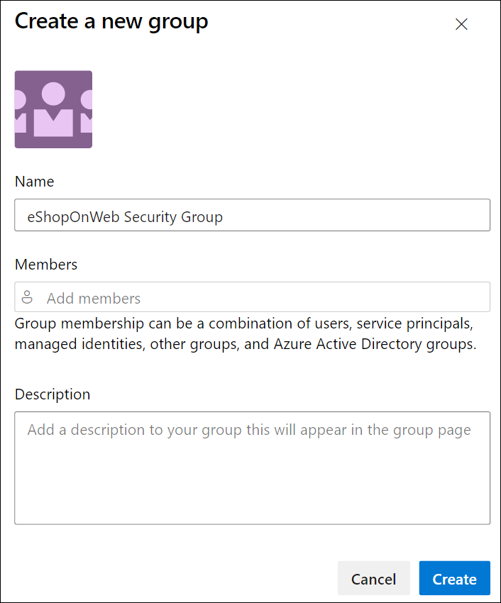 Screenshot showing the security group creation.