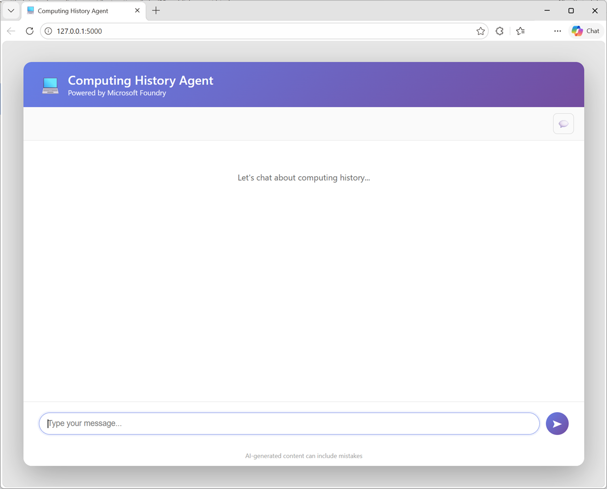 Screenshot of the agent publishing confirmation message.