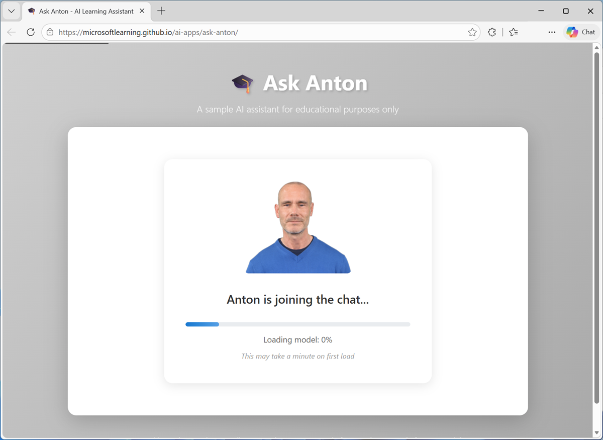 Screenshot of the Ask Anton loading page.