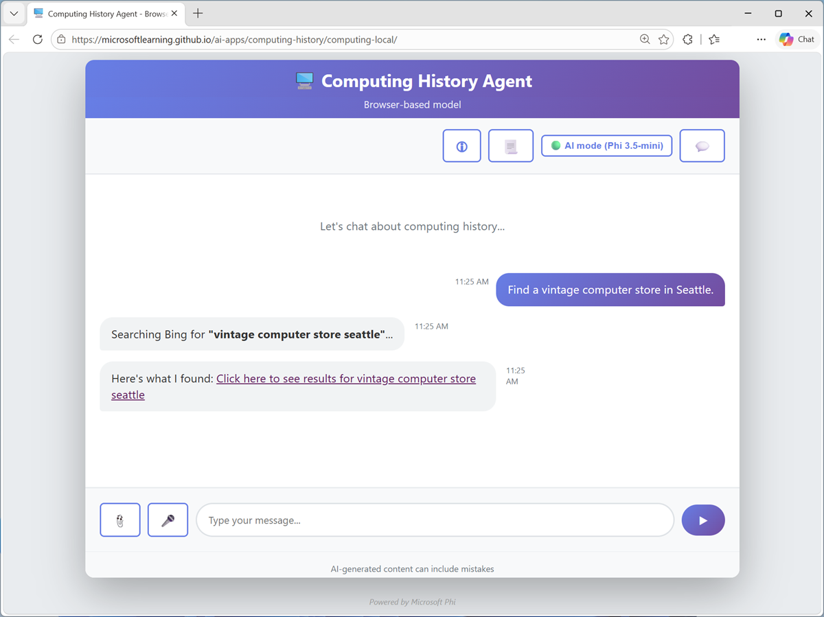 Screenshot of the Computing History search results.