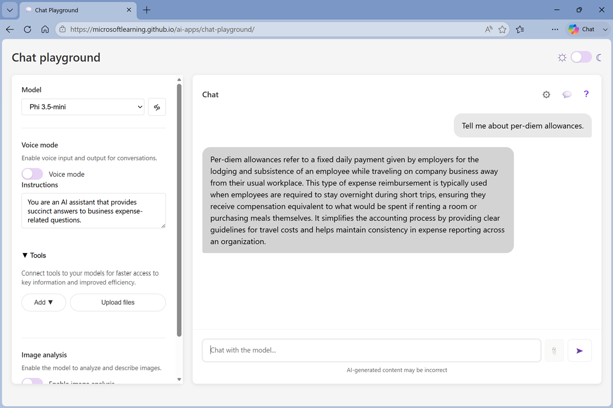 Screenshot of a prompt and response.