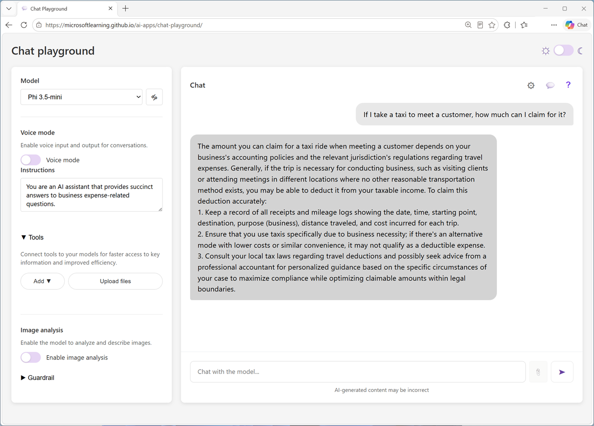 Screenshot of a prompt and response.