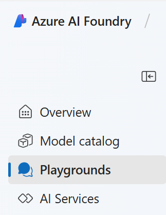 Screenshot des linken Menüs auf dem Projektbildschirm, auf dem „KI Services“ ausgewählt ist.