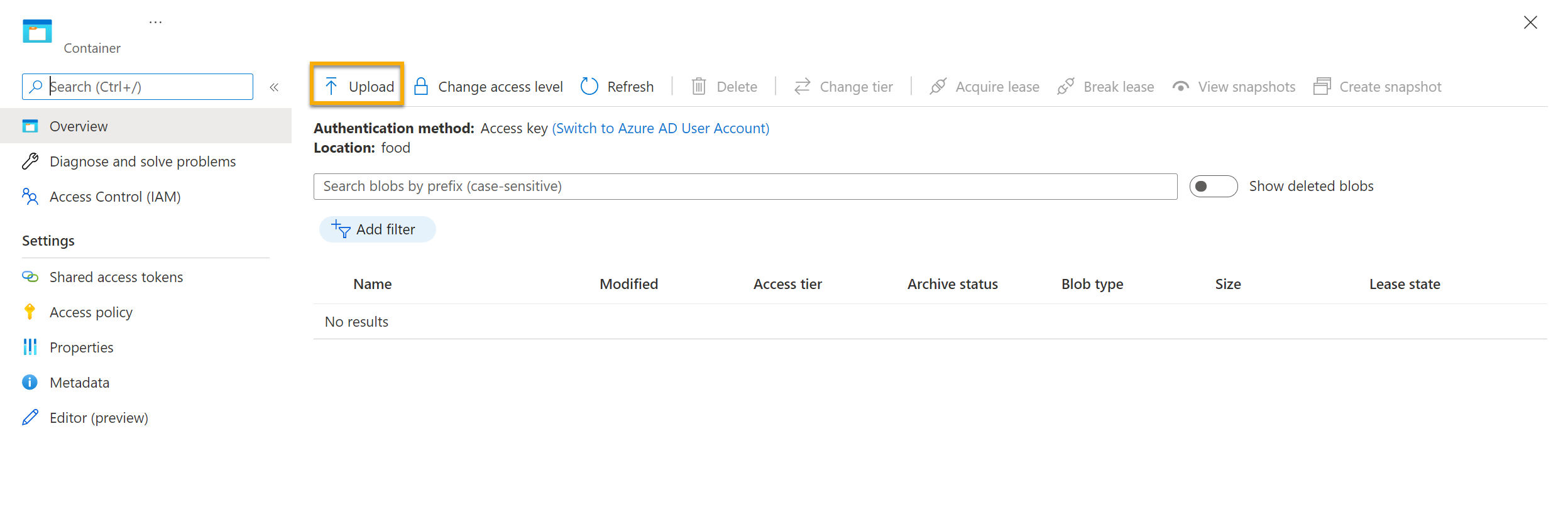 Screenshot: Speichercontainer.