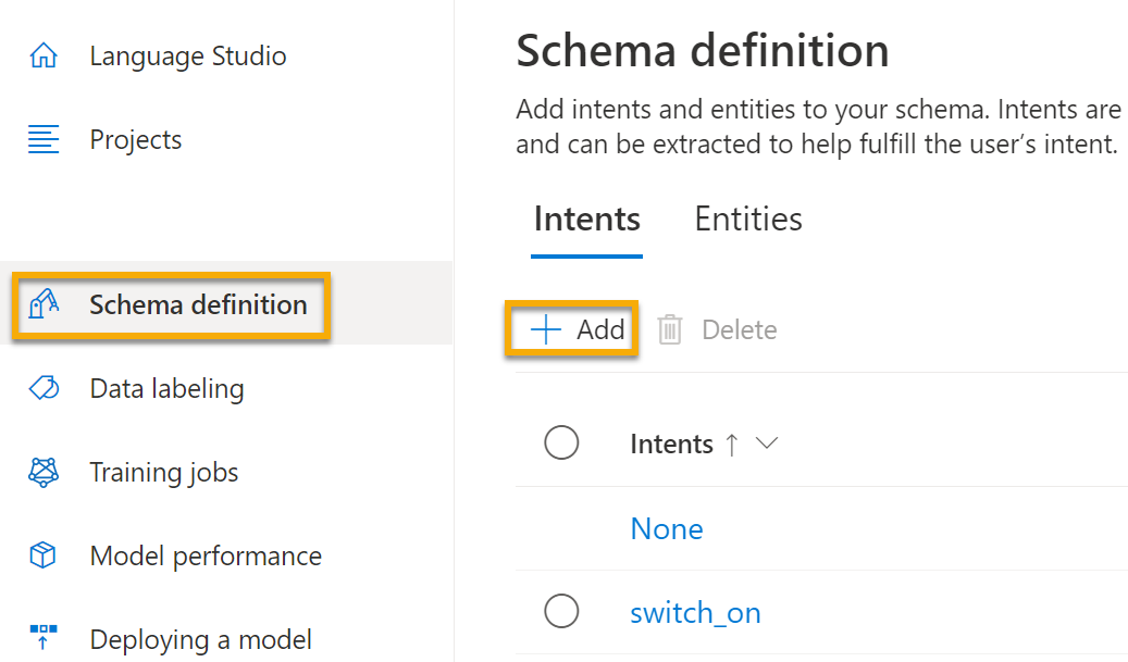 Retournez à l’écran Générer le schéma, puis ajoutez l’intention switch_off.