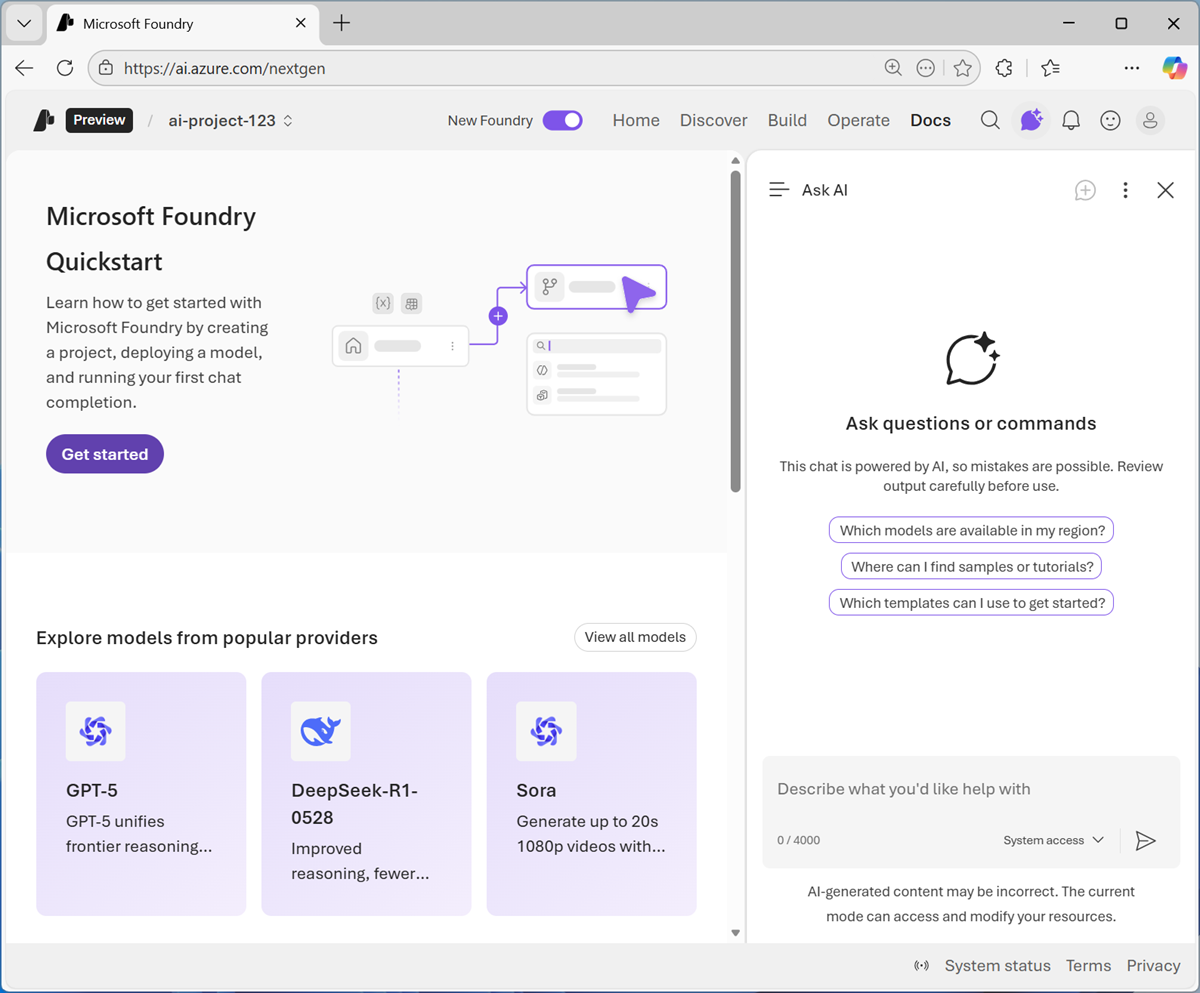 Microsoft Foundry の概要 | Get started with AI apps and agents in Azure