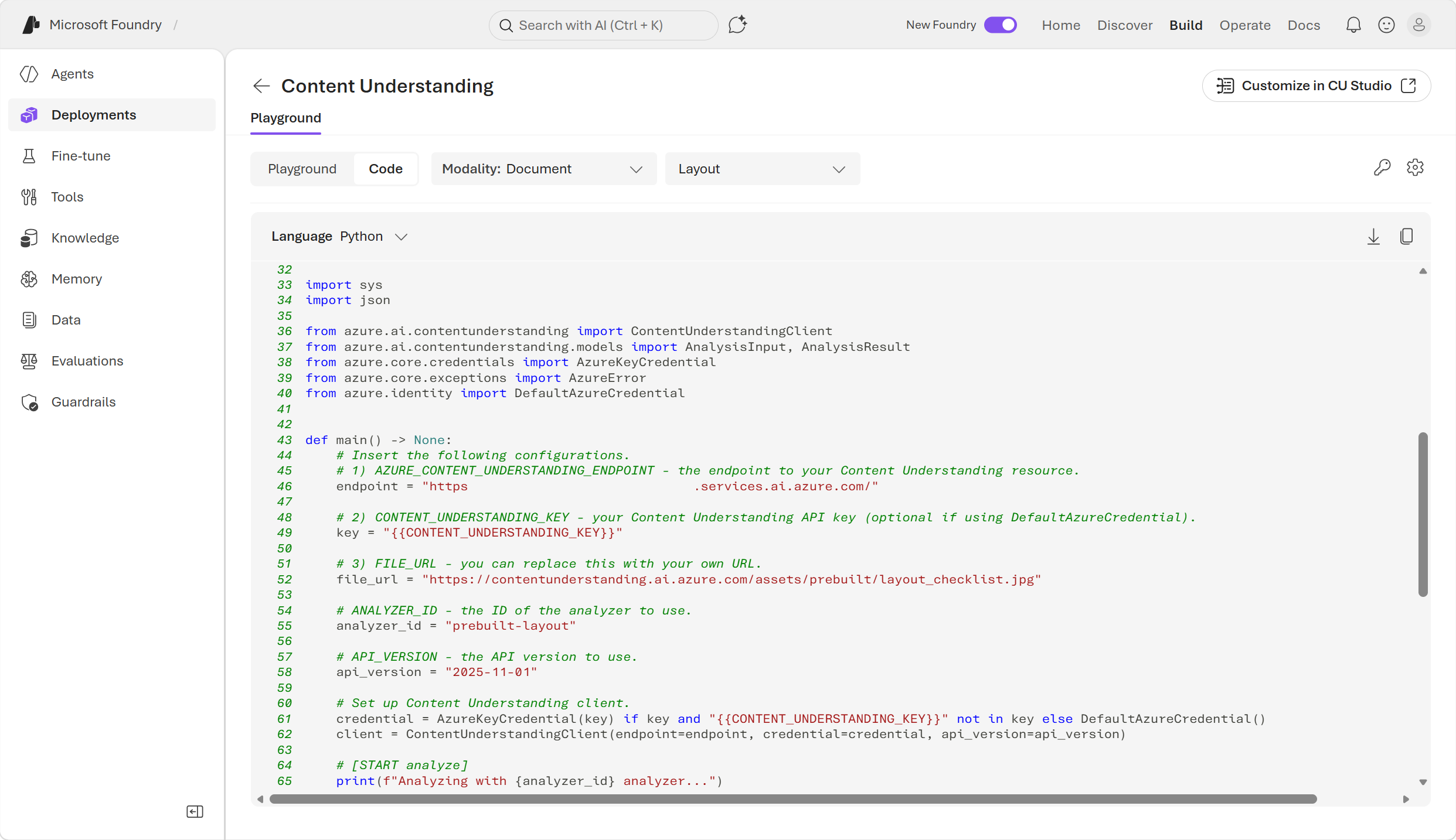 Microsoft Foundry での情報抽出に関する概要 | Get started with AI apps and agents in ...