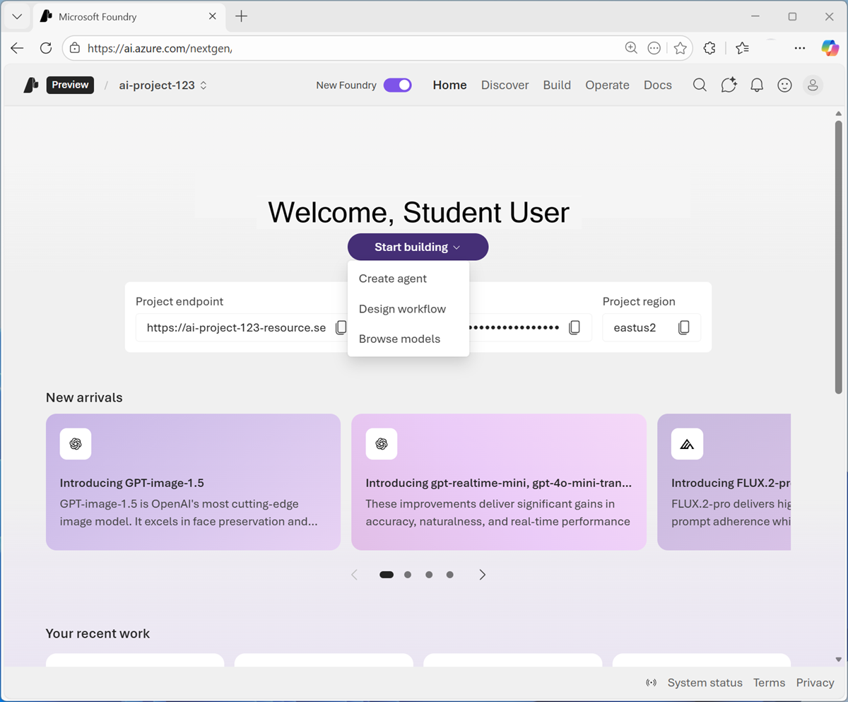Screenshot of the Start building menu.