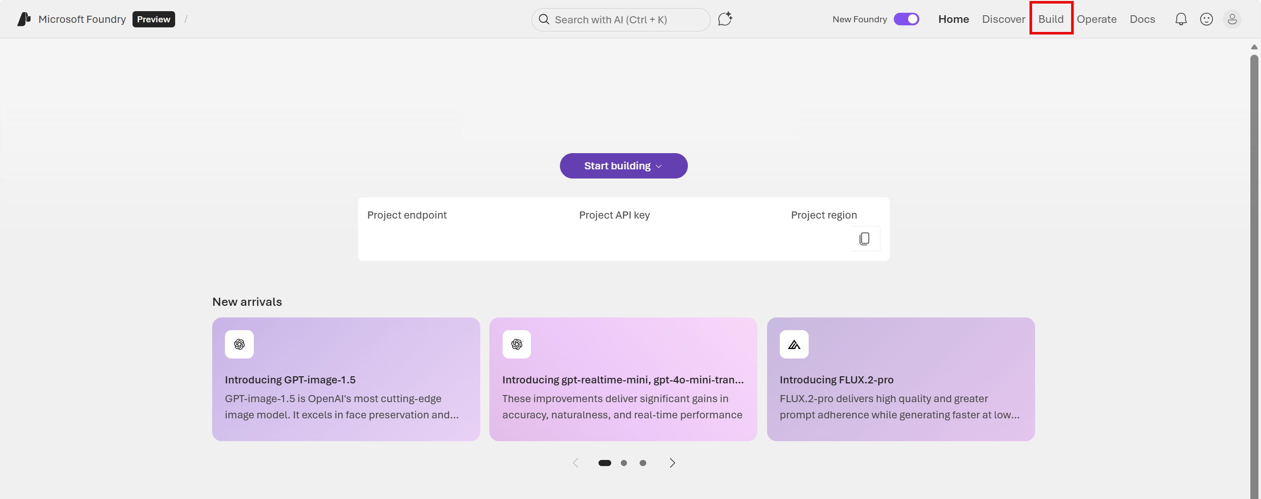 Screenshot of how to navigate to the Build menu option.