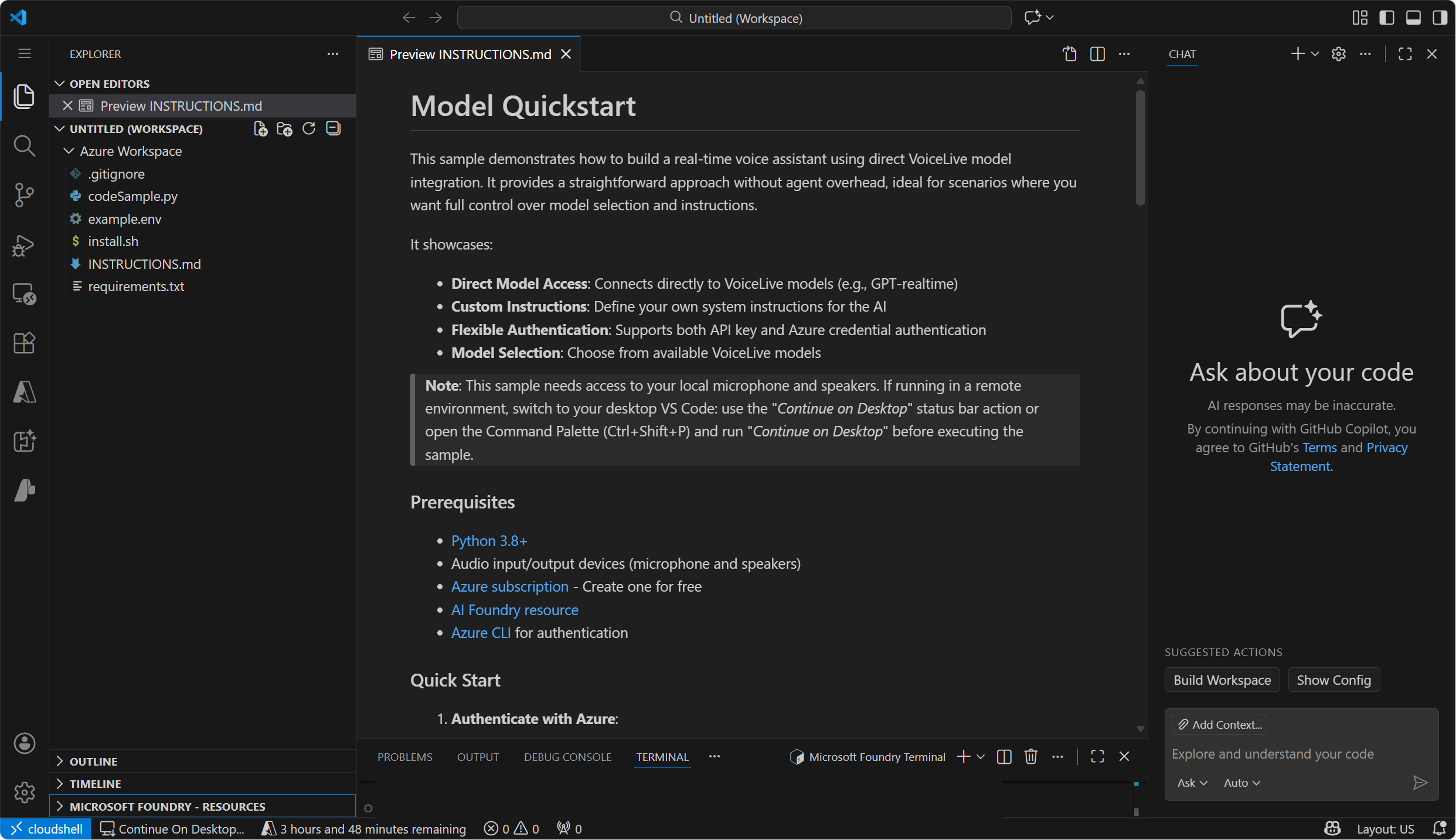 Screenshot of VS Code for the Web starting page.