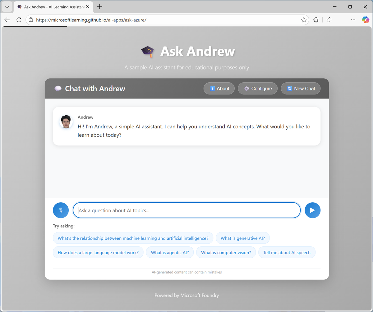 Screenshot of the Ask Andrew app.