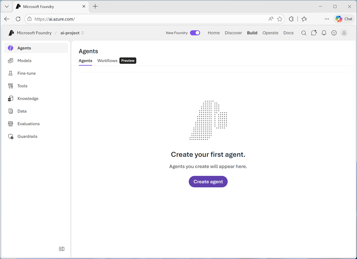 Screenshot of the Build page.