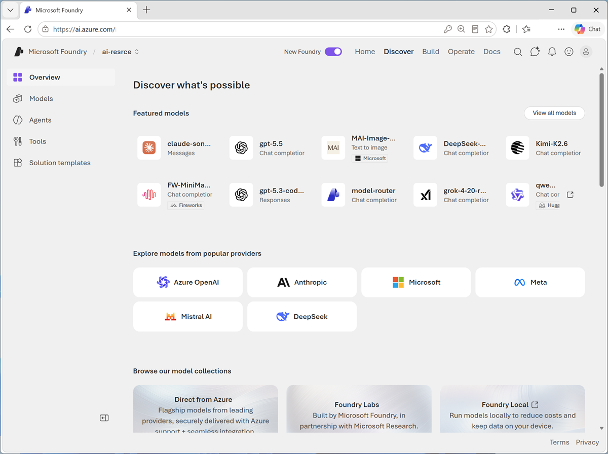 Screenshot of the Discover page.