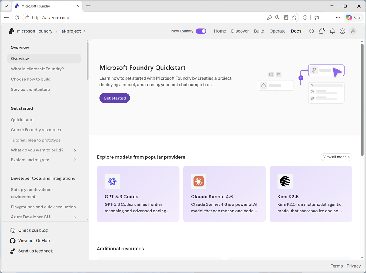 Screenshot of the Docs page.