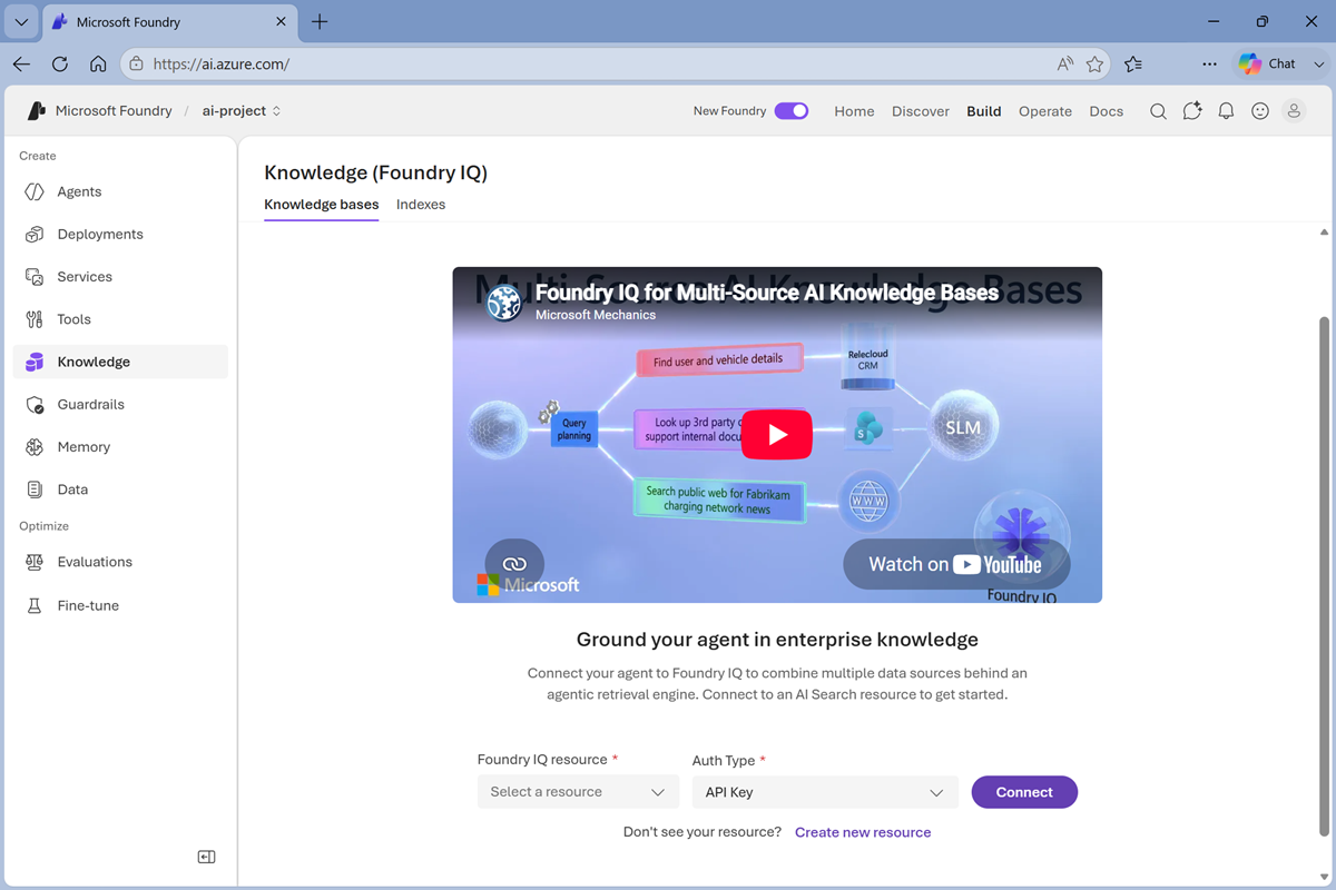 Screenshot of the Foundry IQ page.